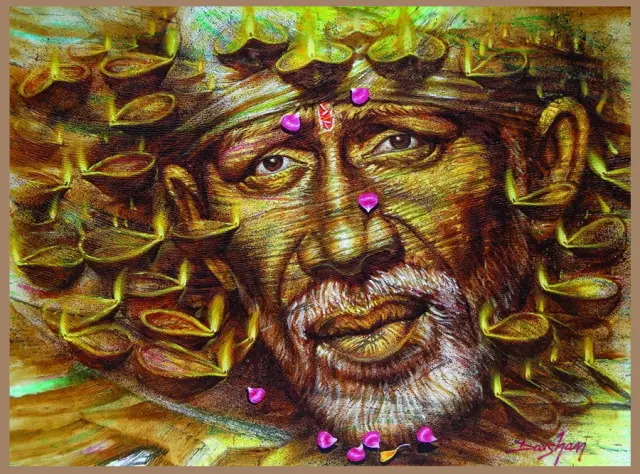 Painting of Sai Baba by Darshan Sharma